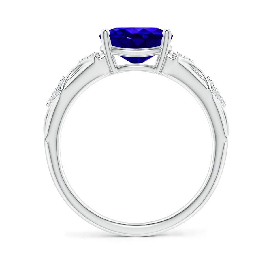 9x7mm AAAA Oval Tanzanite Vintage Style Ring with Diamond Accents in White Gold side-1