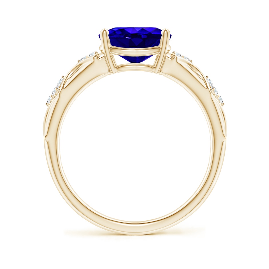 9x7mm AAAA Oval Tanzanite Vintage Style Ring with Diamond Accents in Yellow Gold side-1