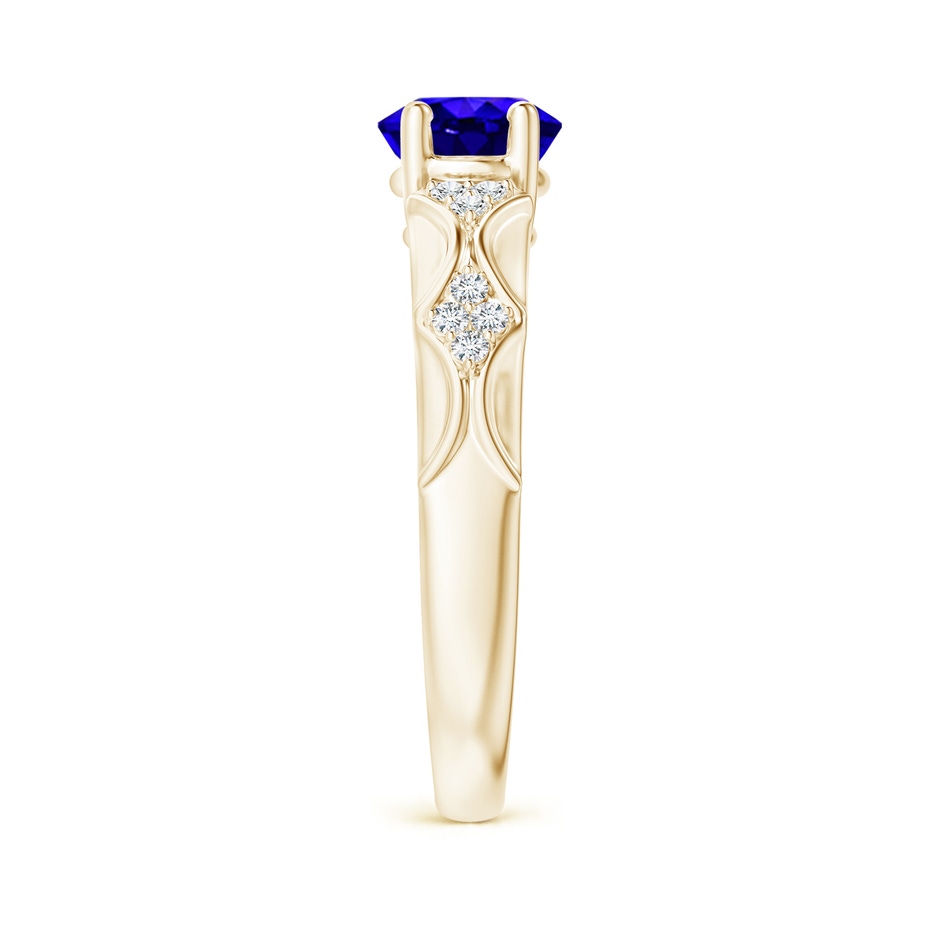 9x7mm AAAA Oval Tanzanite Vintage Style Ring with Diamond Accents in Yellow Gold side-2