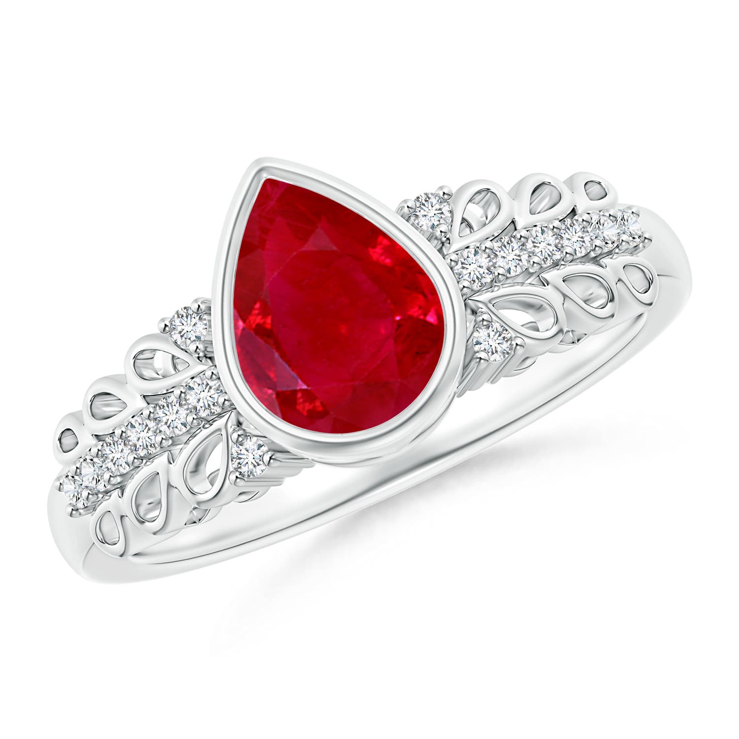 AAA - Ruby / 1.28 CT / 14 KT White Gold