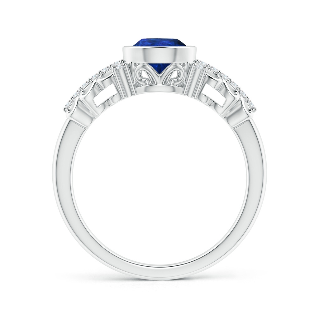 8x6mm AAA Pear Blue Sapphire Vintage Style Ring with Diamond Accents in White Gold Product Image