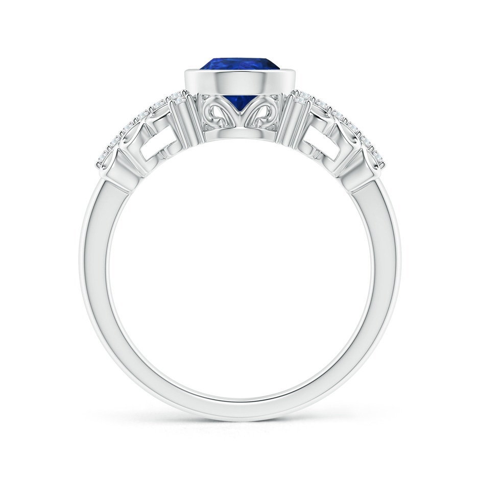 8x6mm AAA Pear Blue Sapphire Vintage Style Ring with Diamond Accents in White Gold product image