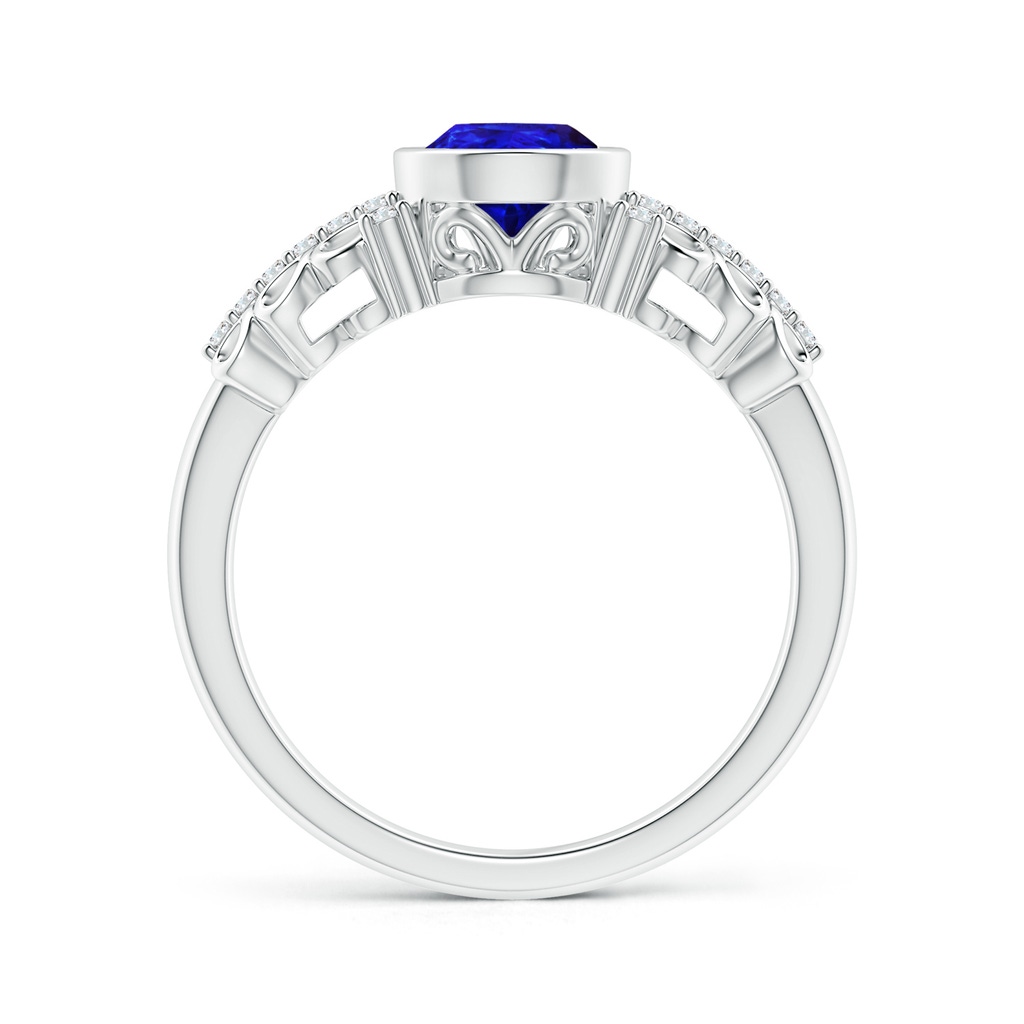 8x6mm AAAA Pear Tanzanite Vintage Style Ring with Diamond Accents in White Gold Product Image