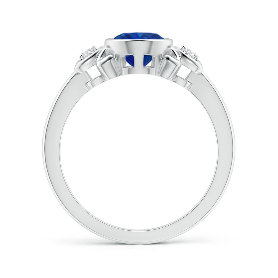 8x6mm AAA Vintage Inspired Bezel-Set Sapphire Ring with Diamonds in White Gold product image