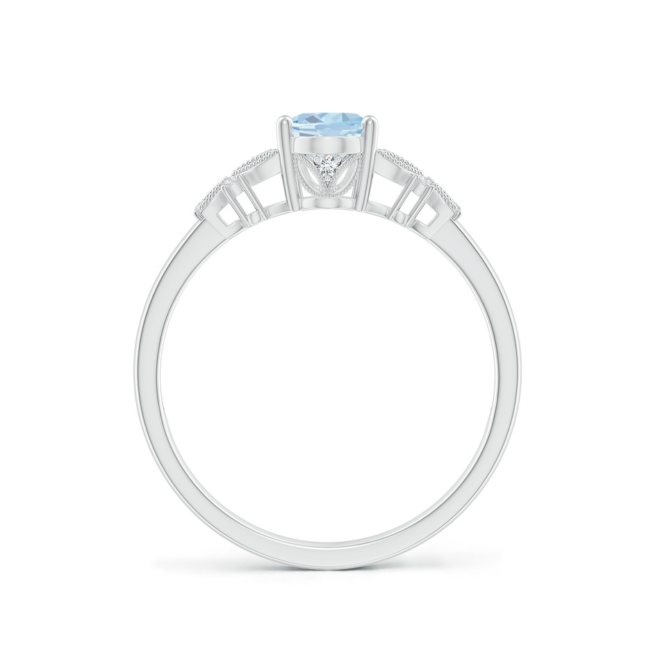7x5mm A Vintage Style Oval Aquamarine Ring with Diamonds in P950 Platinum side-1