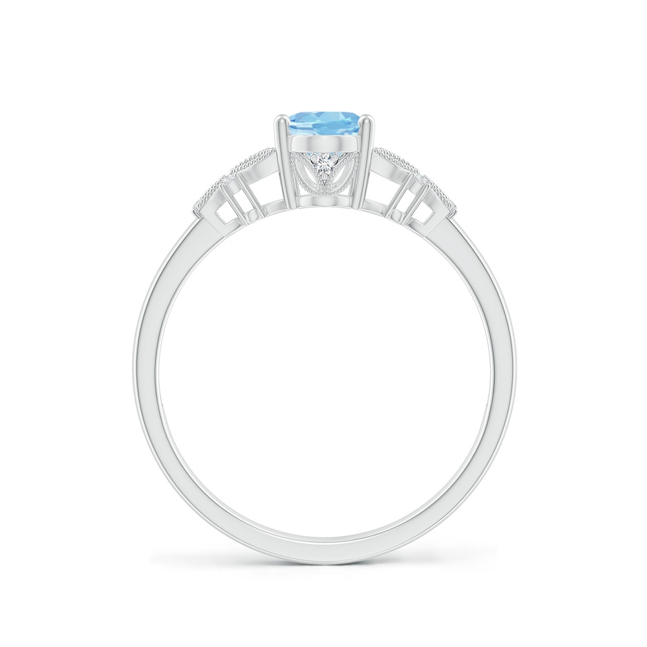 7x5mm AAAA Vintage Style Oval Aquamarine Ring with Diamonds in P950 Platinum side-1