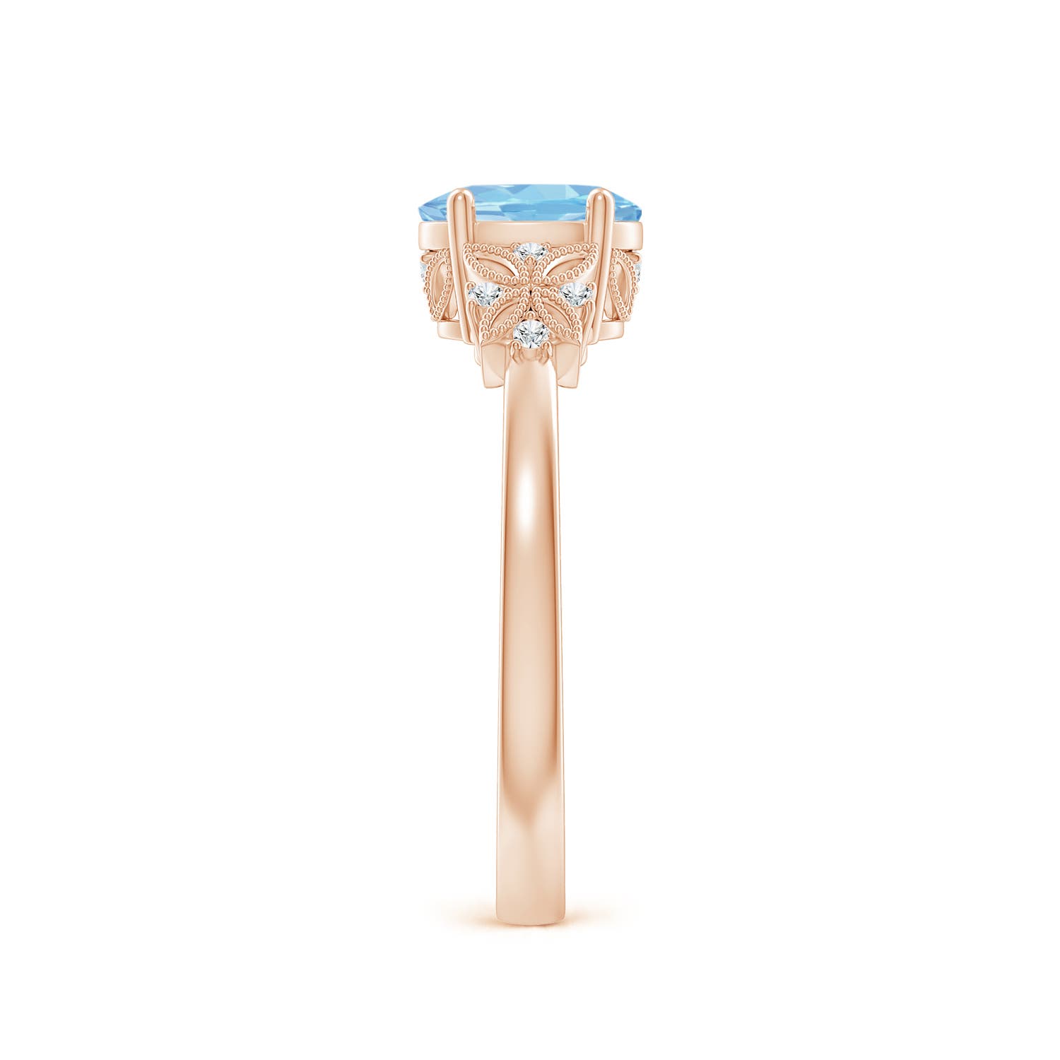 AAAA - Aquamarine / 0.67 CT / 14 KT Rose Gold