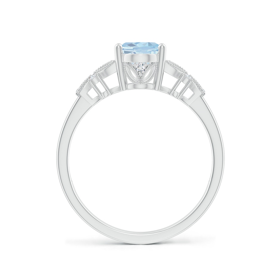 8x6mm A Vintage Style Oval Aquamarine Ring with Diamonds in P950 Platinum Side-1