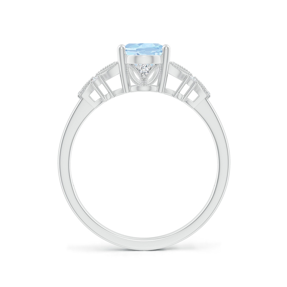 8x6mm AA Vintage Style Oval Aquamarine Ring with Diamonds in White Gold Side-1