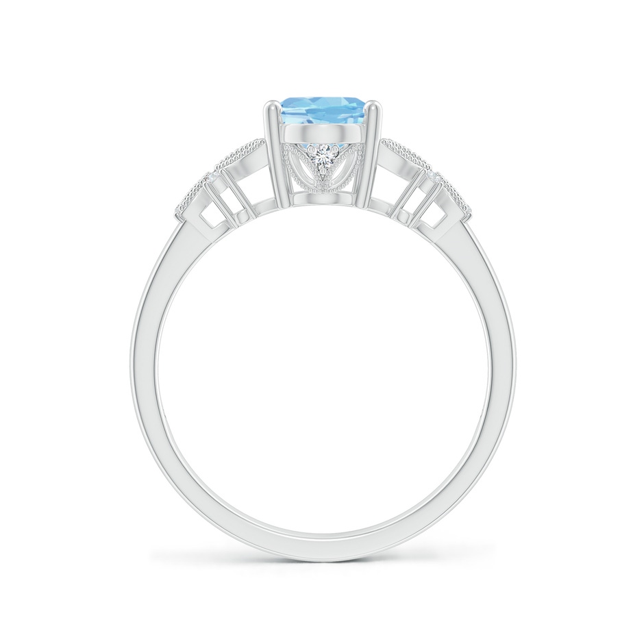 8x6mm AAAA Vintage Style Oval Aquamarine Ring with Diamonds in P950 Platinum side-1