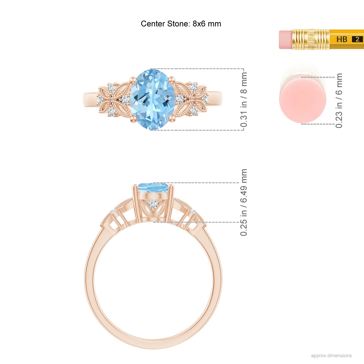 AAAA - Aquamarine / 1.1 CT / 14 KT Rose Gold