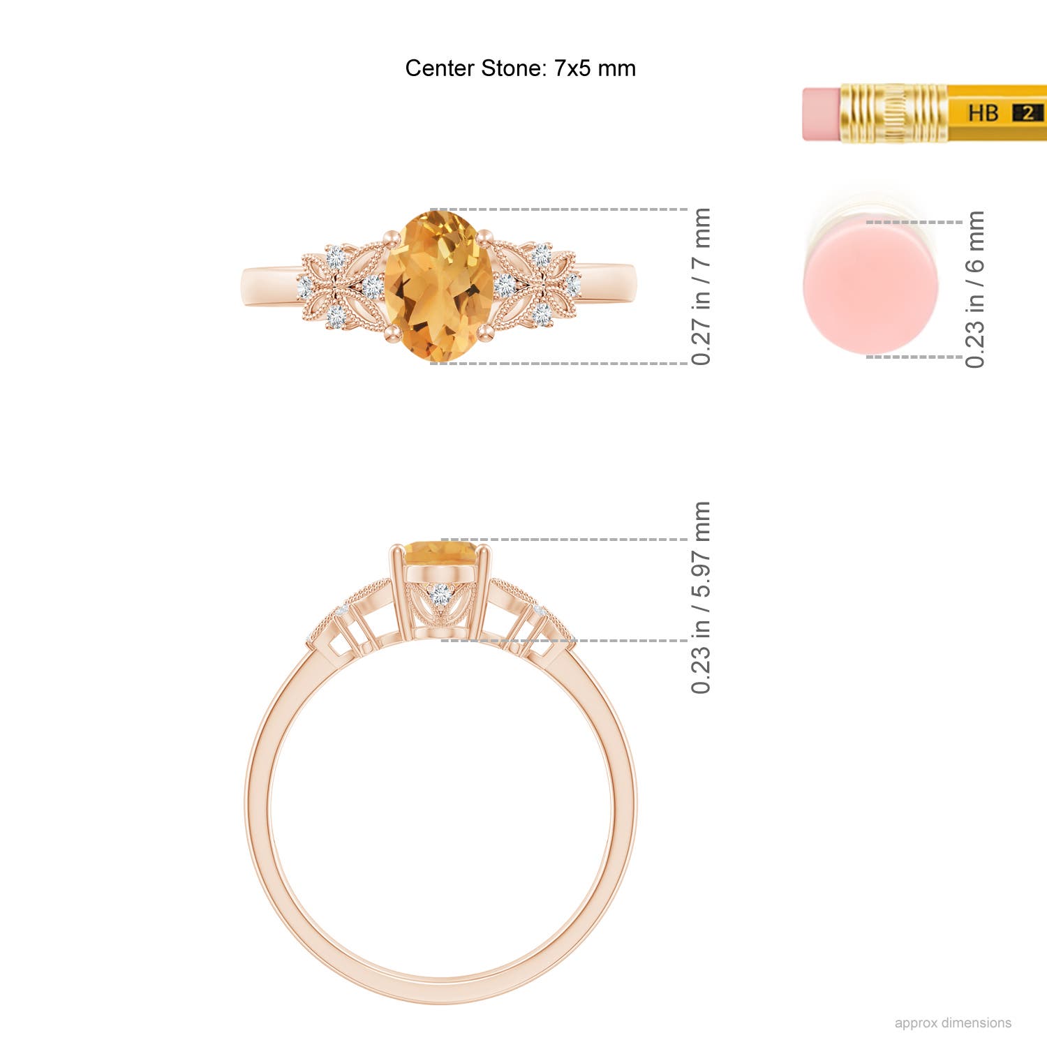 A - Citrine / 0.82 CT / 14 KT Rose Gold