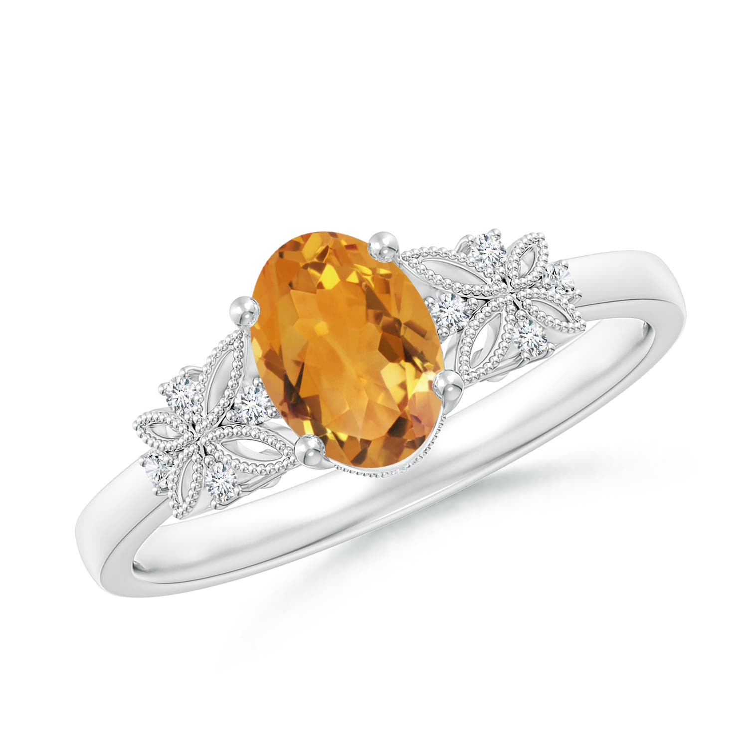 AA - Citrine / 0.82 CT / 14 KT White Gold