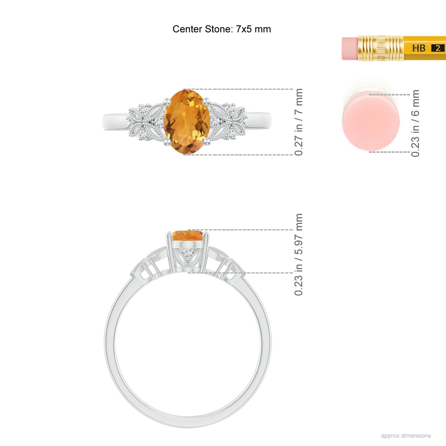 AA - Citrine / 0.82 CT / 14 KT White Gold