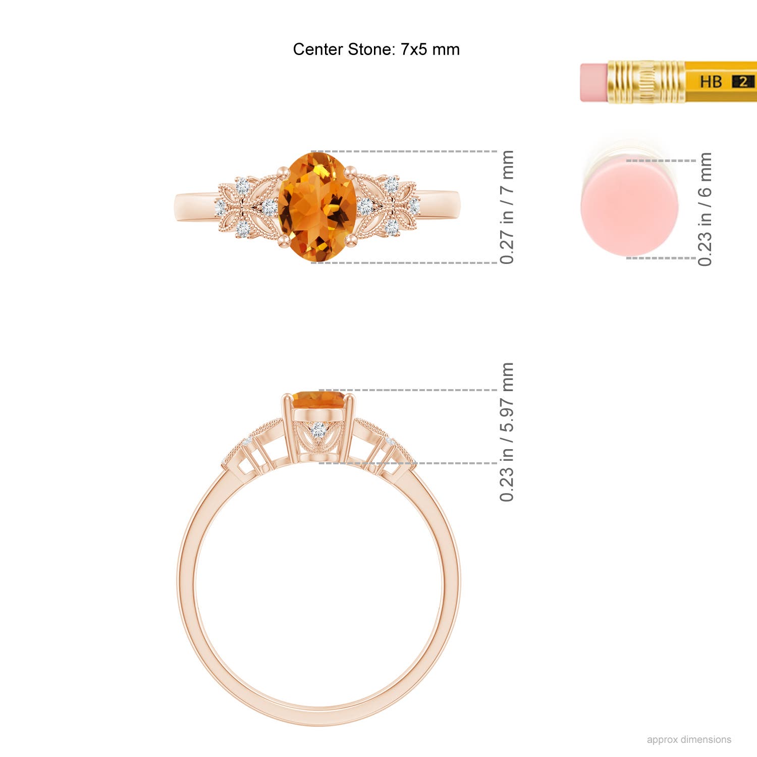 AAA - Citrine / 0.82 CT / 14 KT Rose Gold