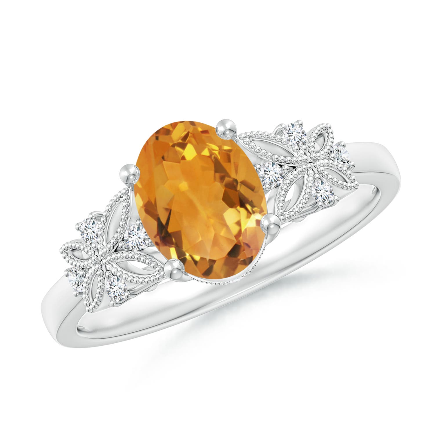 AA - Citrine / 1.2 CT / 14 KT White Gold