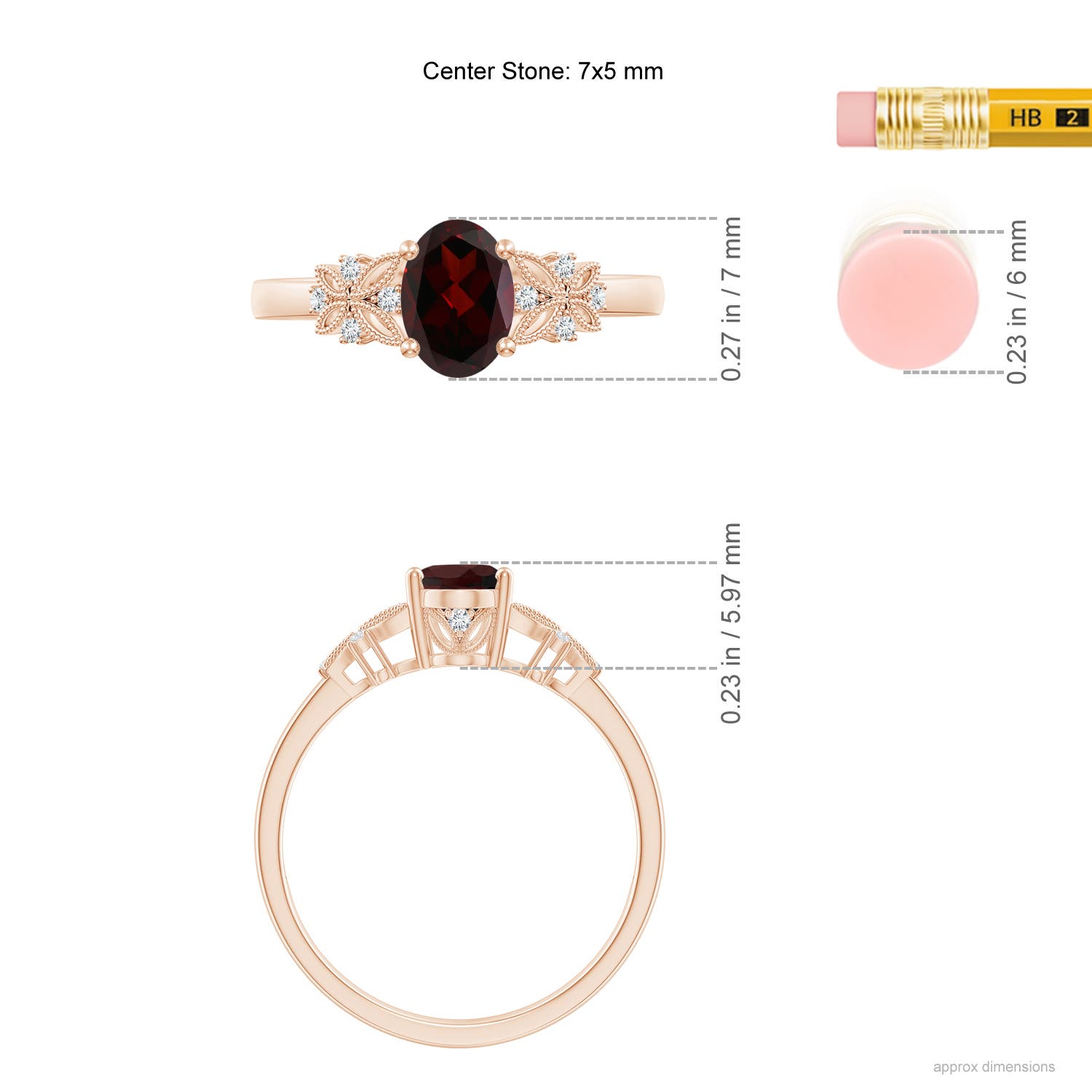 A - Garnet / 0.97 CT / 14 KT Rose Gold