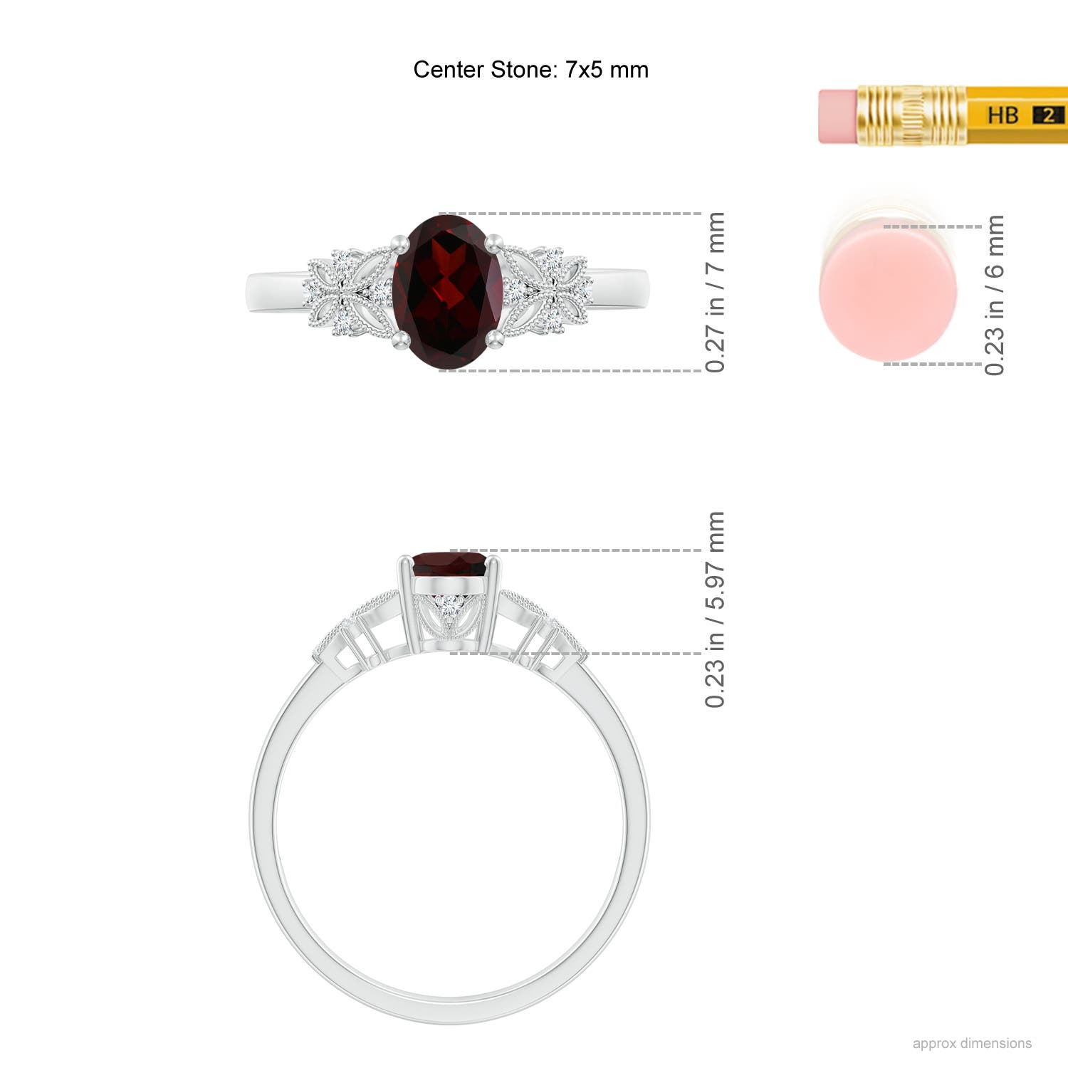 A - Garnet / 0.97 CT / 14 KT White Gold