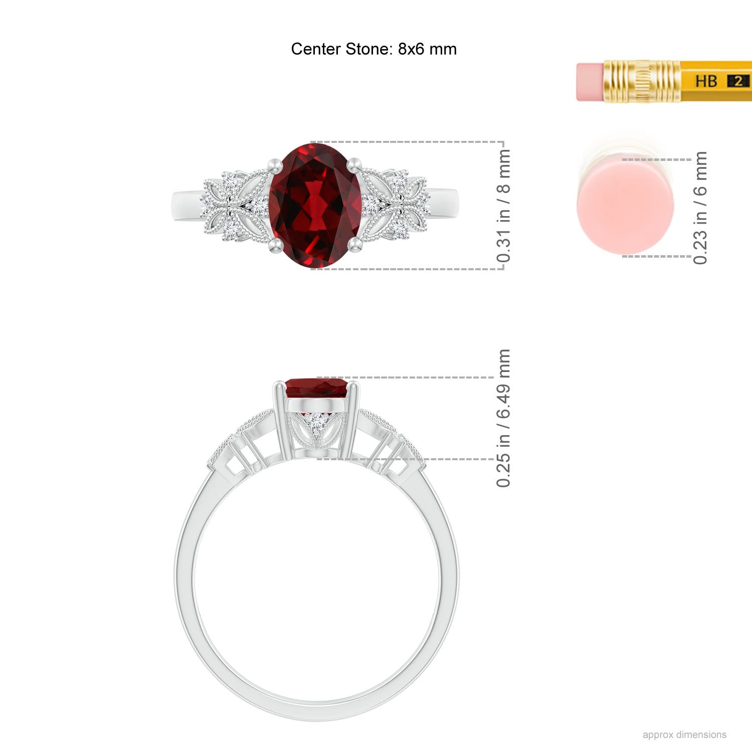 AAAA - Garnet / 1.55 CT / 14 KT White Gold