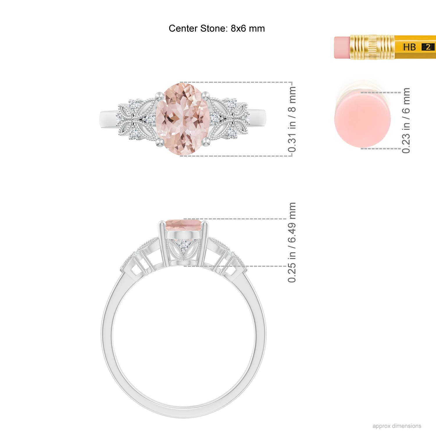 AAA - Morganite / 1.2 CT / 14 KT White Gold