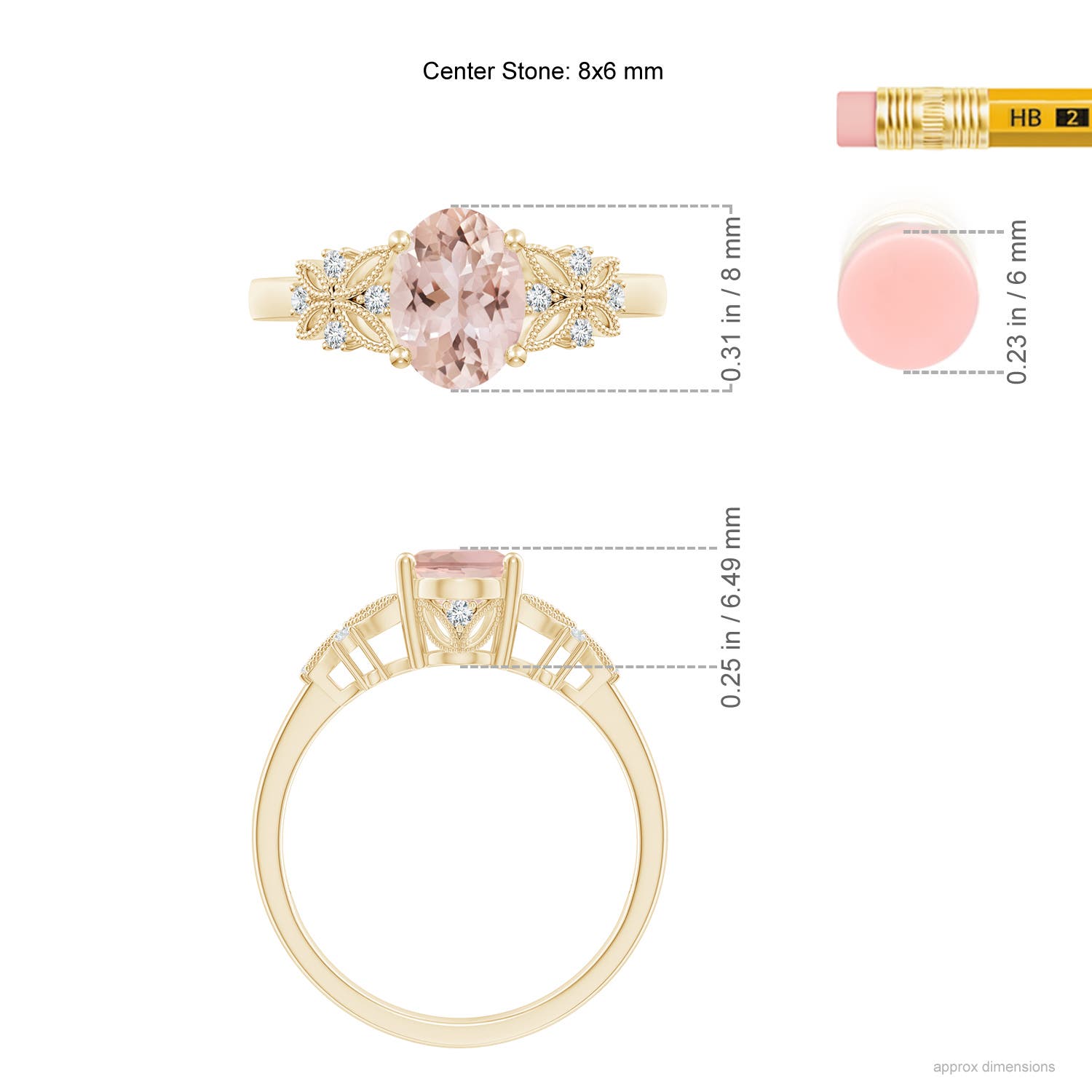 AAA - Morganite / 1.2 CT / 14 KT Yellow Gold