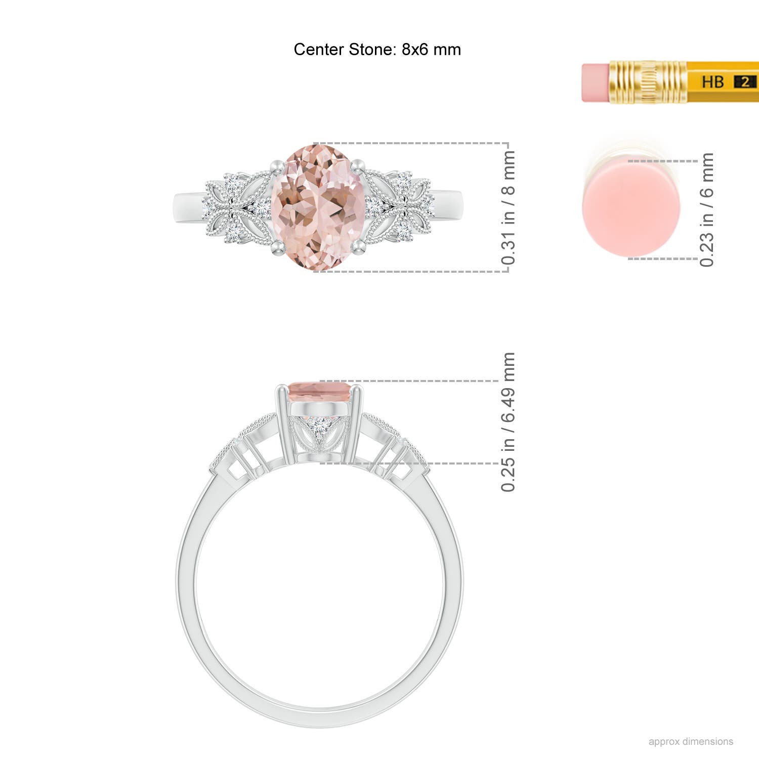 AAAA - Morganite / 1.2 CT / 14 KT White Gold