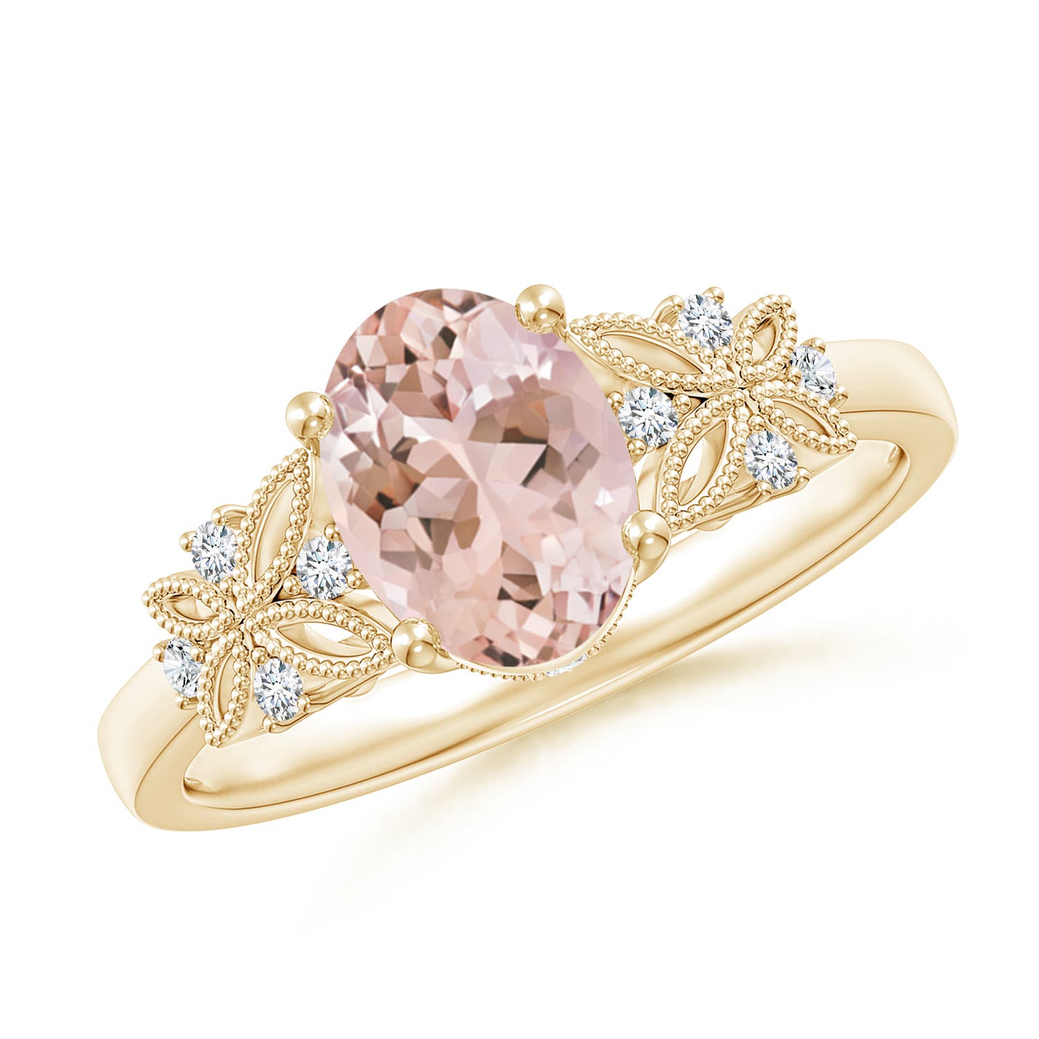 AAAA - Morganite / 1.2 CT / 14 KT Yellow Gold