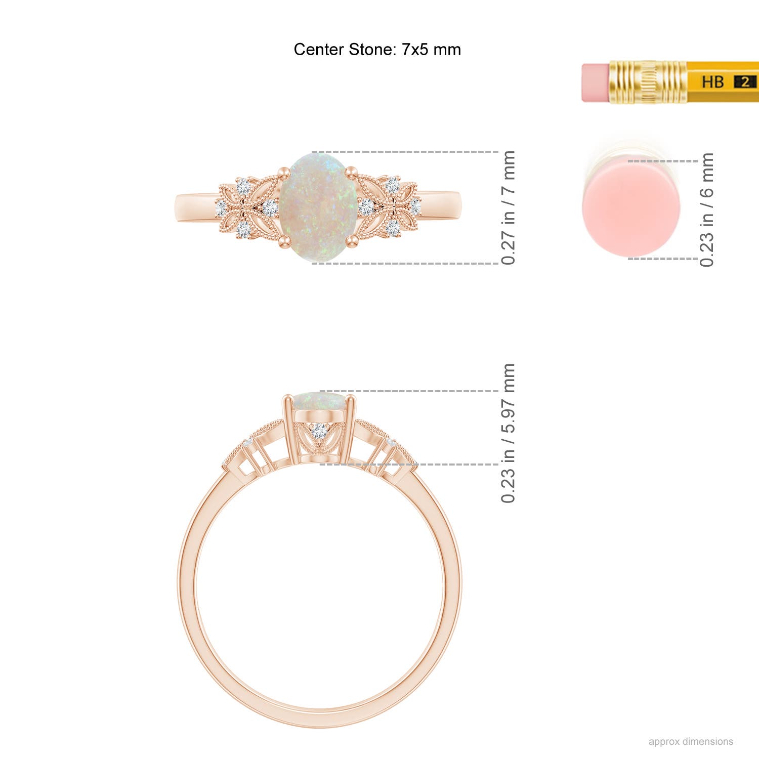 AA - Opal / 0.52 CT / 14 KT Rose Gold