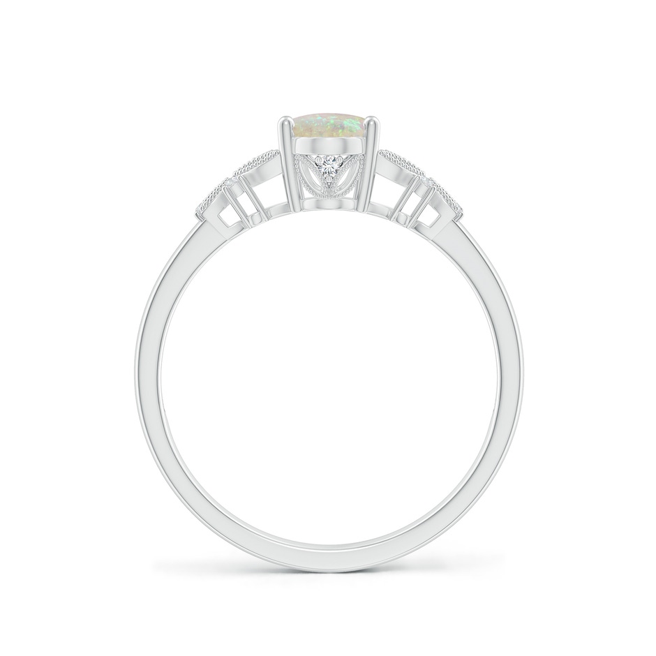 7x5mm AAA Vintage Style Oval Opal Ring with Diamonds in P950 Platinum side-1