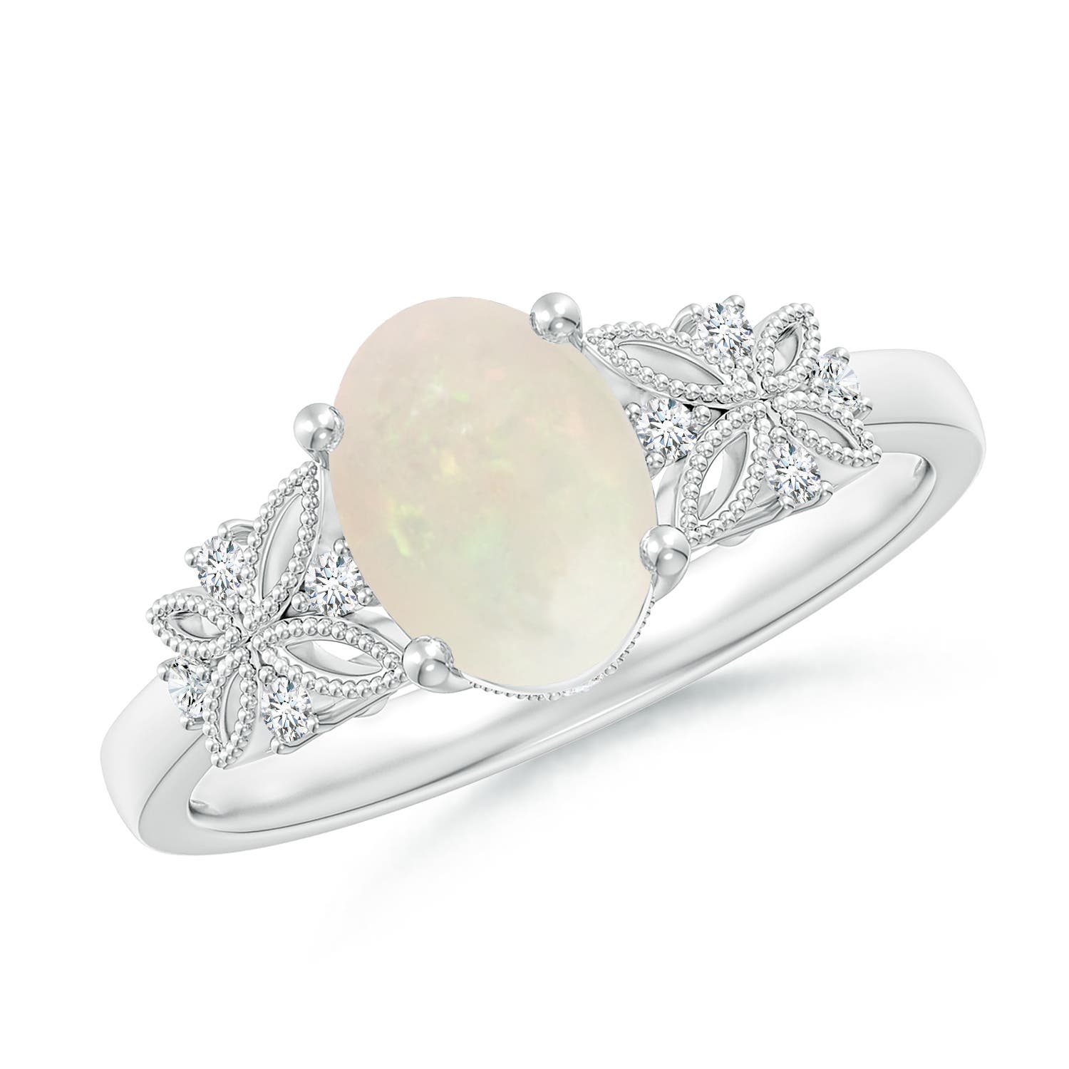 A - Opal / 0.9 CT / 14 KT White Gold