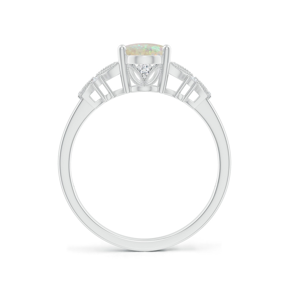 8x6mm AAA Vintage Style Oval Opal Ring with Diamonds in P950 Platinum side-1