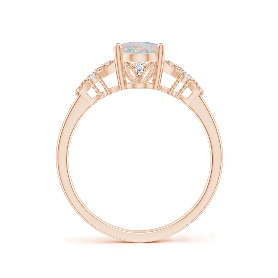 8x6mm AAAA Vintage Style Oval Opal Ring with Diamonds in Rose Gold side-1