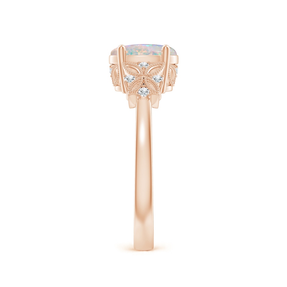 8x6mm AAAA Vintage Style Oval Opal Ring with Diamonds in Rose Gold side-2