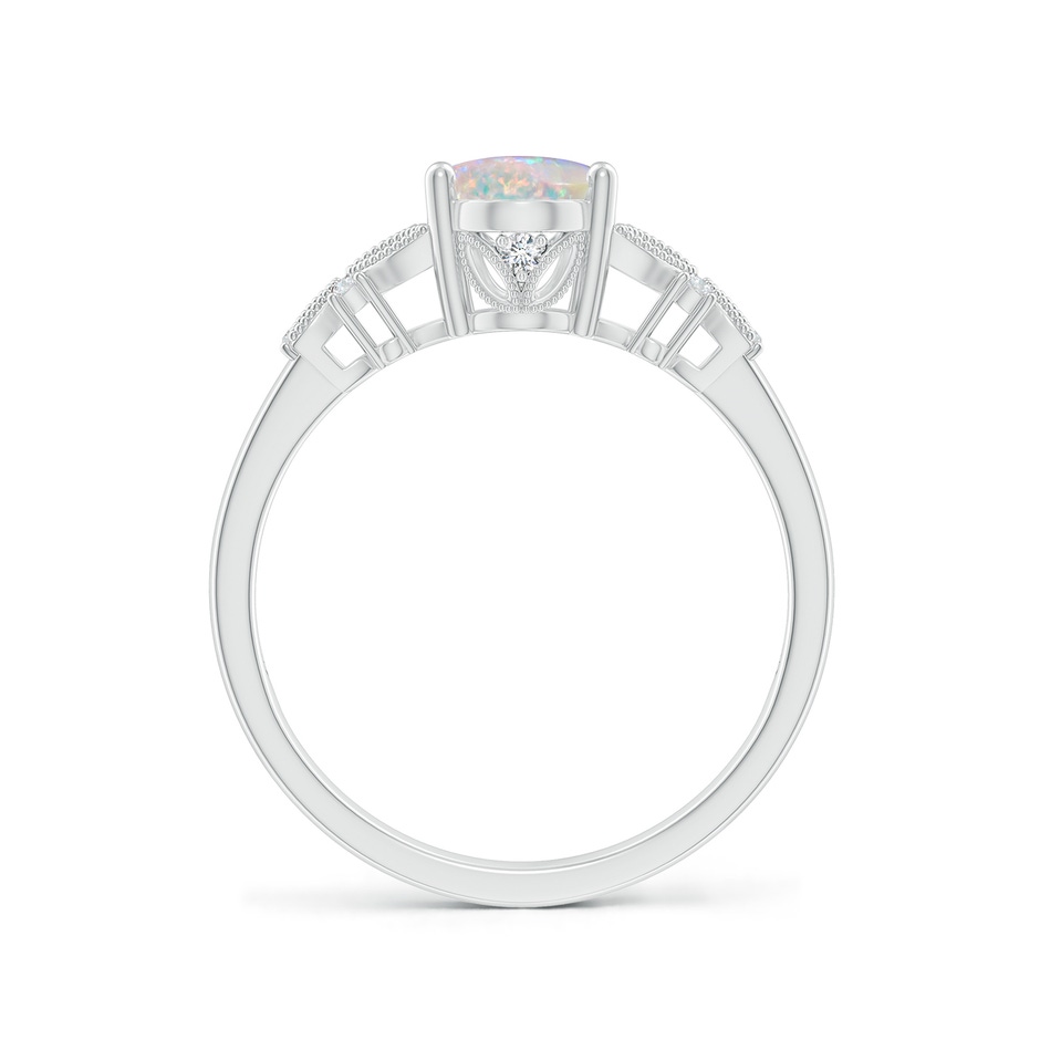 8x6mm AAAA Vintage Style Oval Opal Ring with Diamonds in White Gold side-1