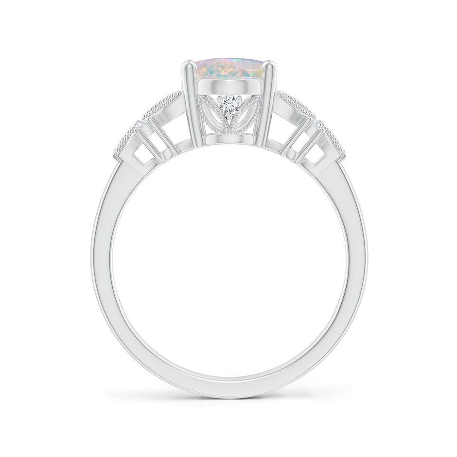 9x7mm AAAA Vintage Style Oval Opal Ring with Diamonds in P950 Platinum side-1