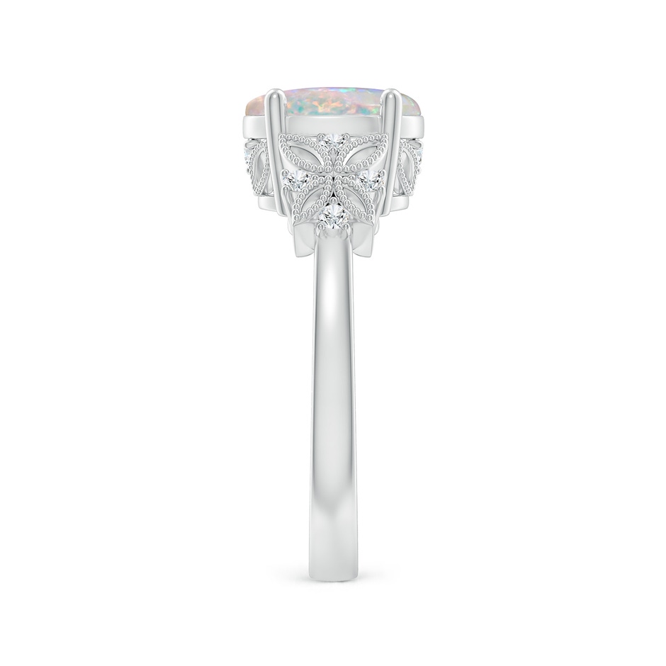 9x7mm AAAA Vintage Style Oval Opal Ring with Diamonds in P950 Platinum side-2