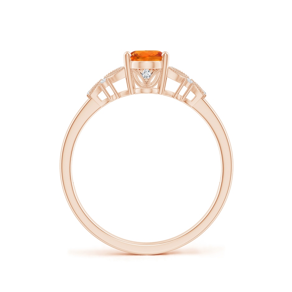 7x5mm AAAA Vintage Style Oval Orange Sapphire Ring with Diamonds in Rose Gold side-1
