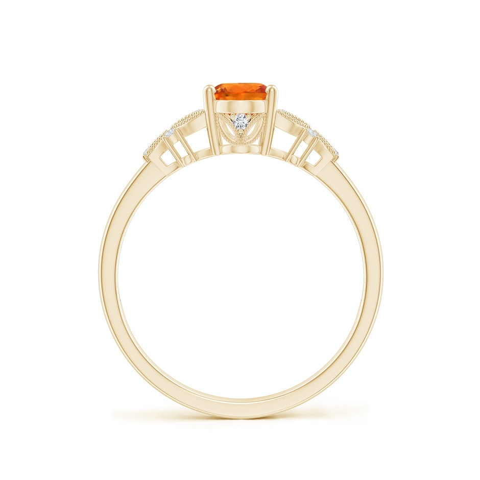 7x5mm AAAA Vintage Style Oval Orange Sapphire Ring with Diamonds in Yellow Gold side-1