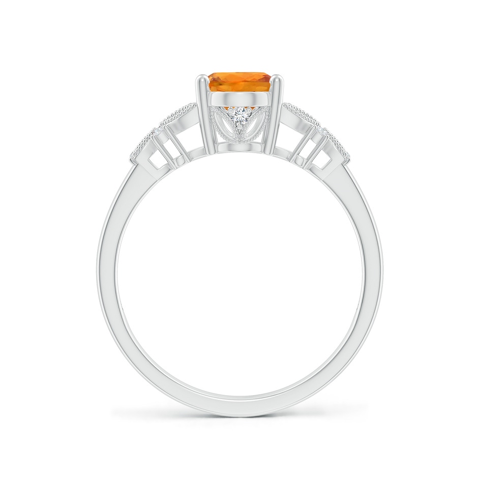 8x6mm AAA Vintage Style Oval Orange Sapphire Ring with Diamonds in White Gold side-1