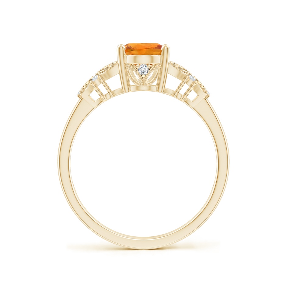 8x6mm AAA Vintage Style Oval Orange Sapphire Ring with Diamonds in Yellow Gold side-1