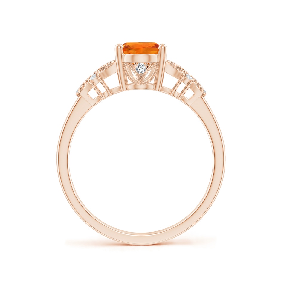 8x6mm AAAA Vintage Style Oval Orange Sapphire Ring with Diamonds in Rose Gold side-1
