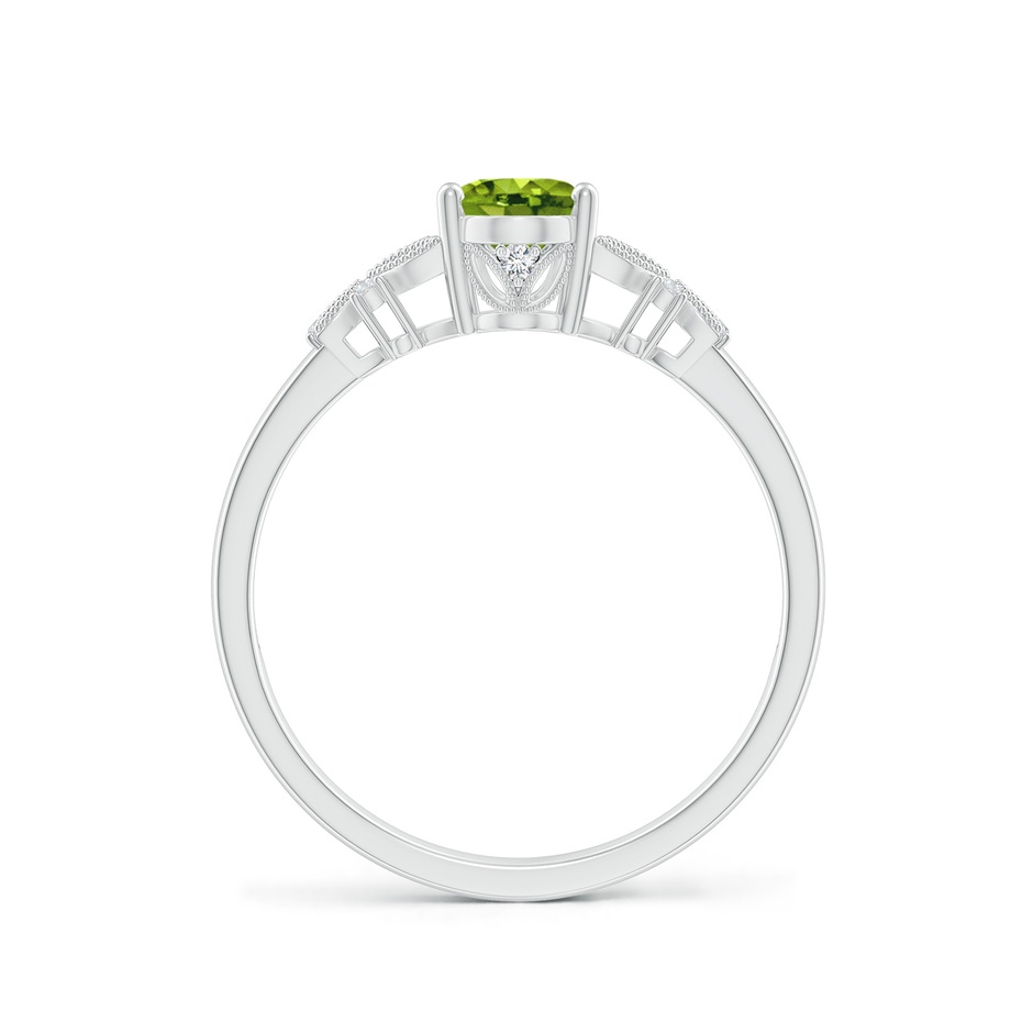 7x5mm AAAA Vintage Style Oval Peridot Ring with Diamonds in White Gold side-1