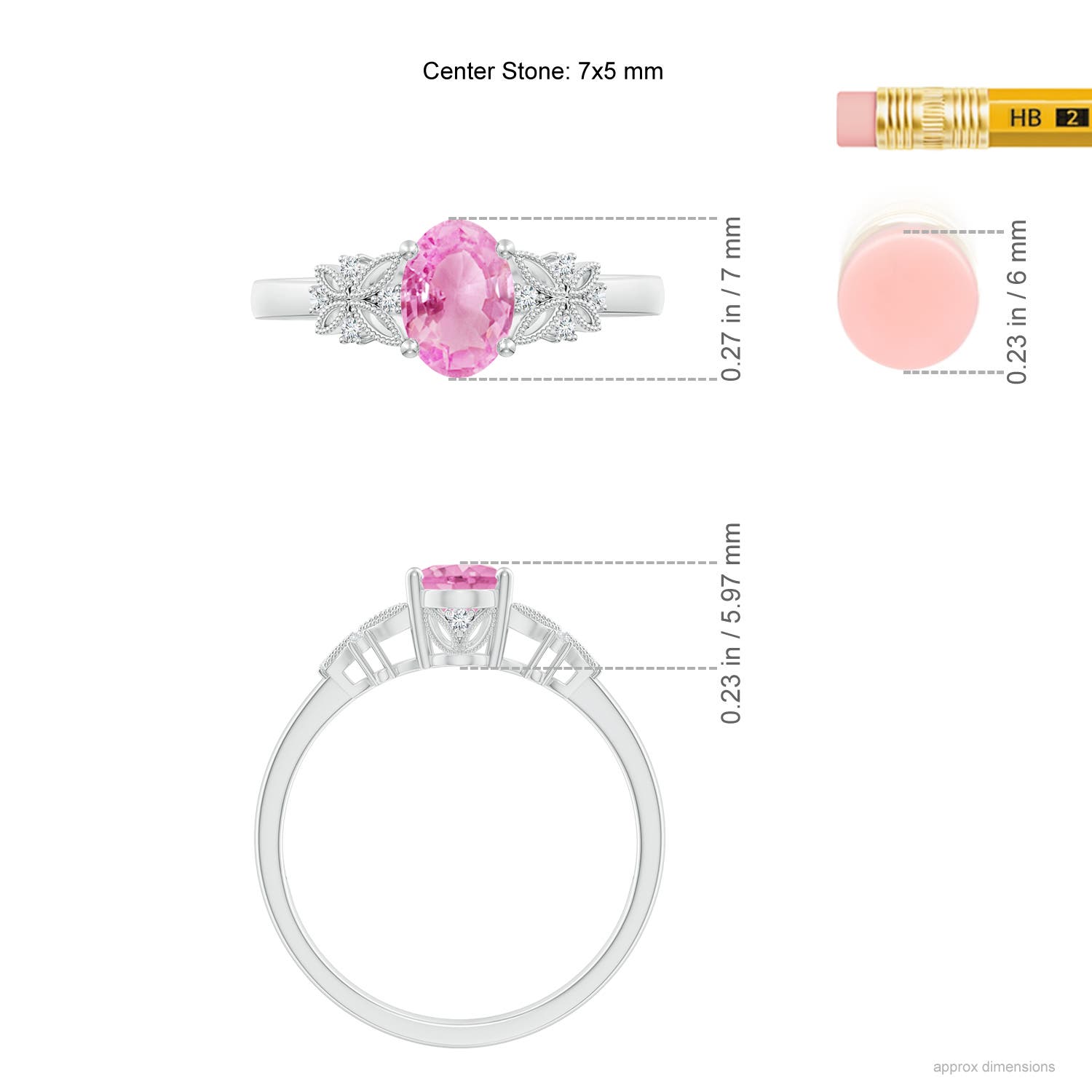 A - Pink Sapphire / 0.92 CT / 14 KT White Gold