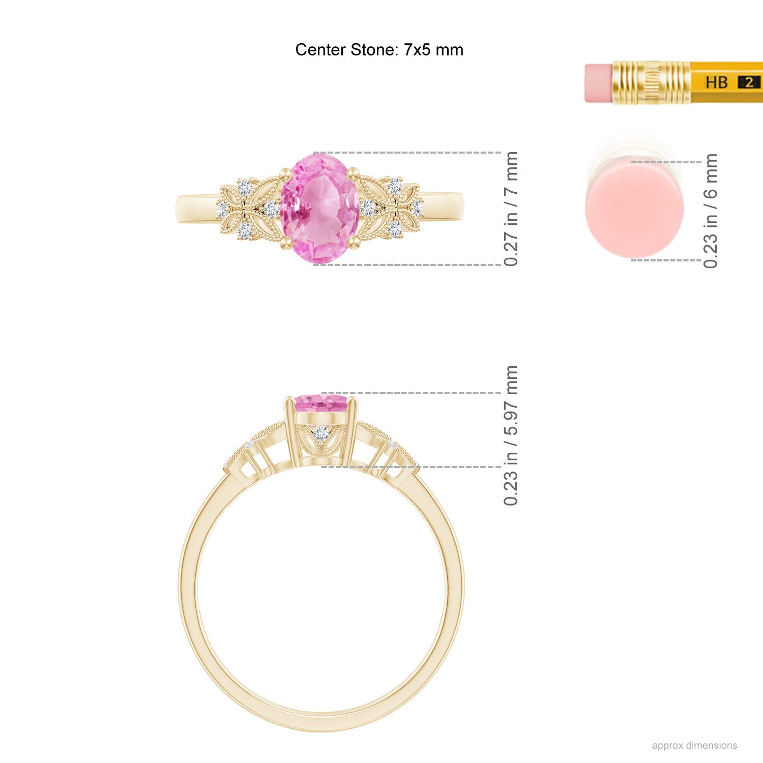 A - Pink Sapphire / 0.92 CT / 14 KT Yellow Gold