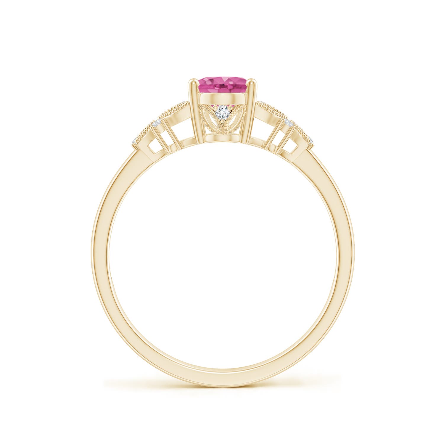 AAA - Pink Sapphire / 0.92 CT / 14 KT Yellow Gold