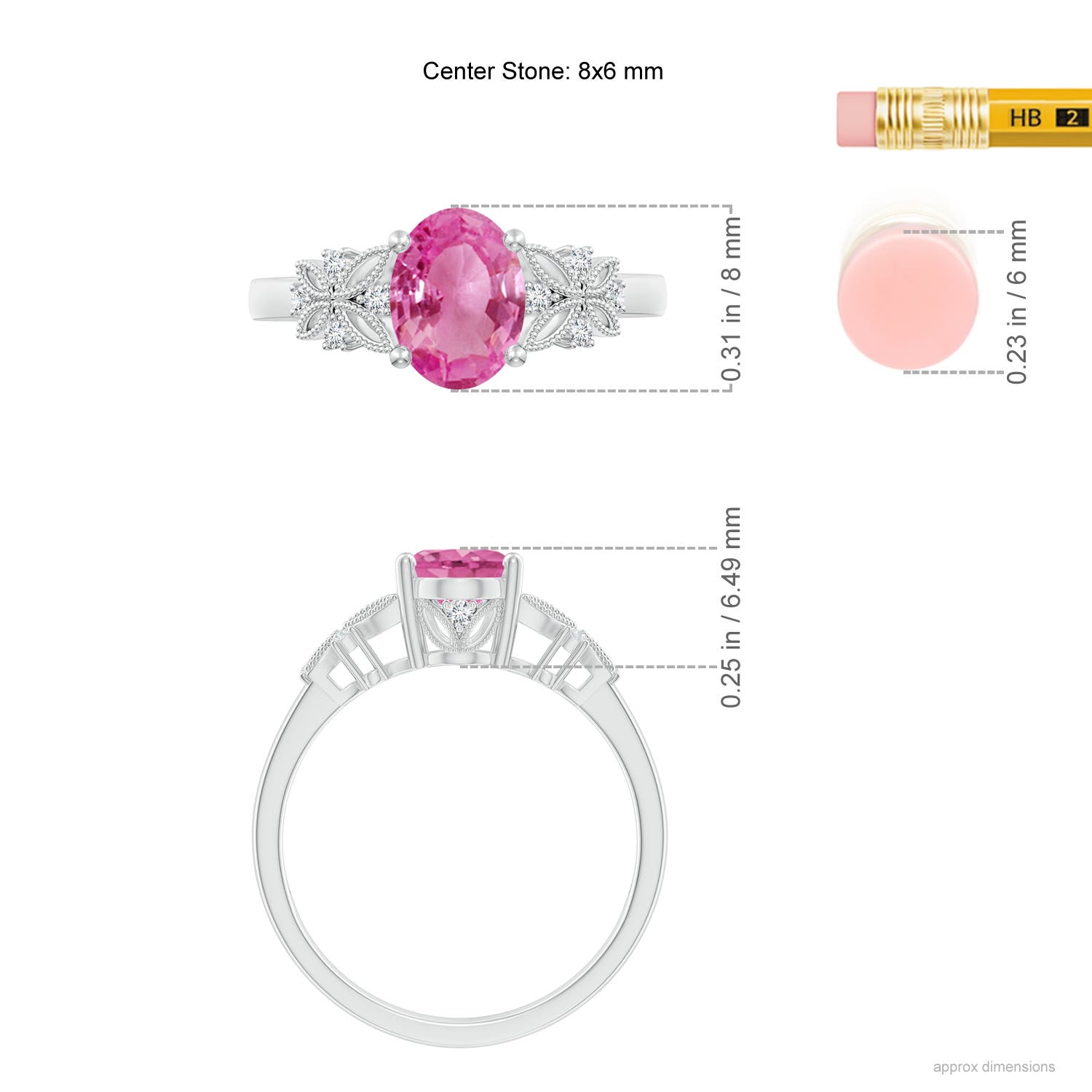 AAA - Pink Sapphire / 1.55 CT / 14 KT White Gold