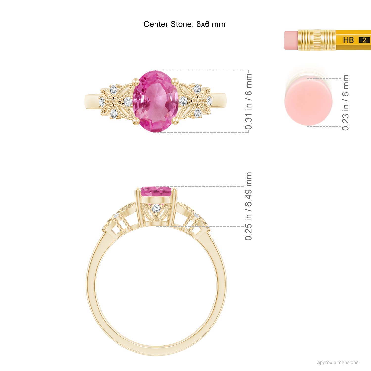 AAA - Pink Sapphire / 1.55 CT / 14 KT Yellow Gold