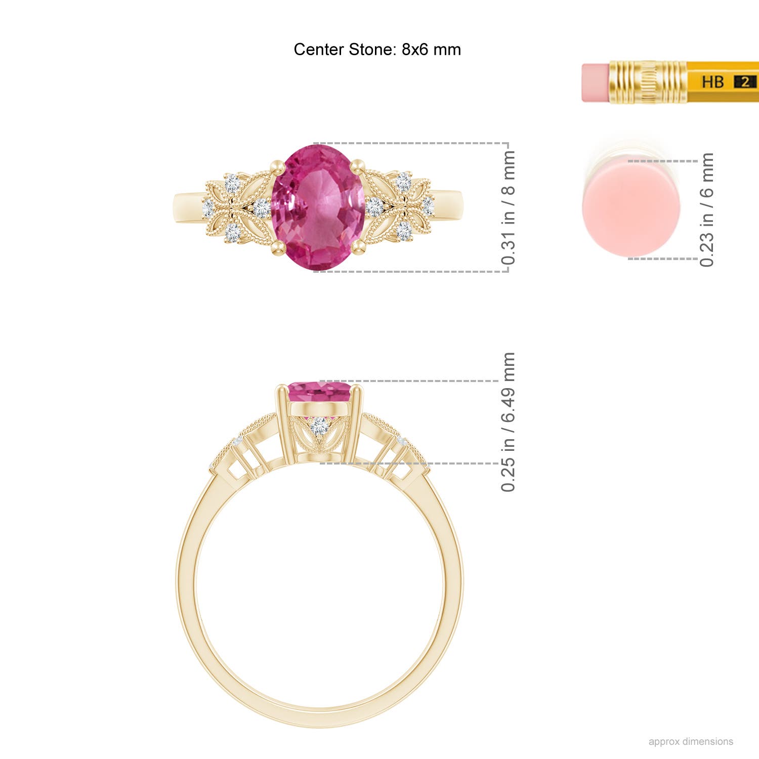 AAAA - Pink Sapphire / 1.55 CT / 14 KT Yellow Gold