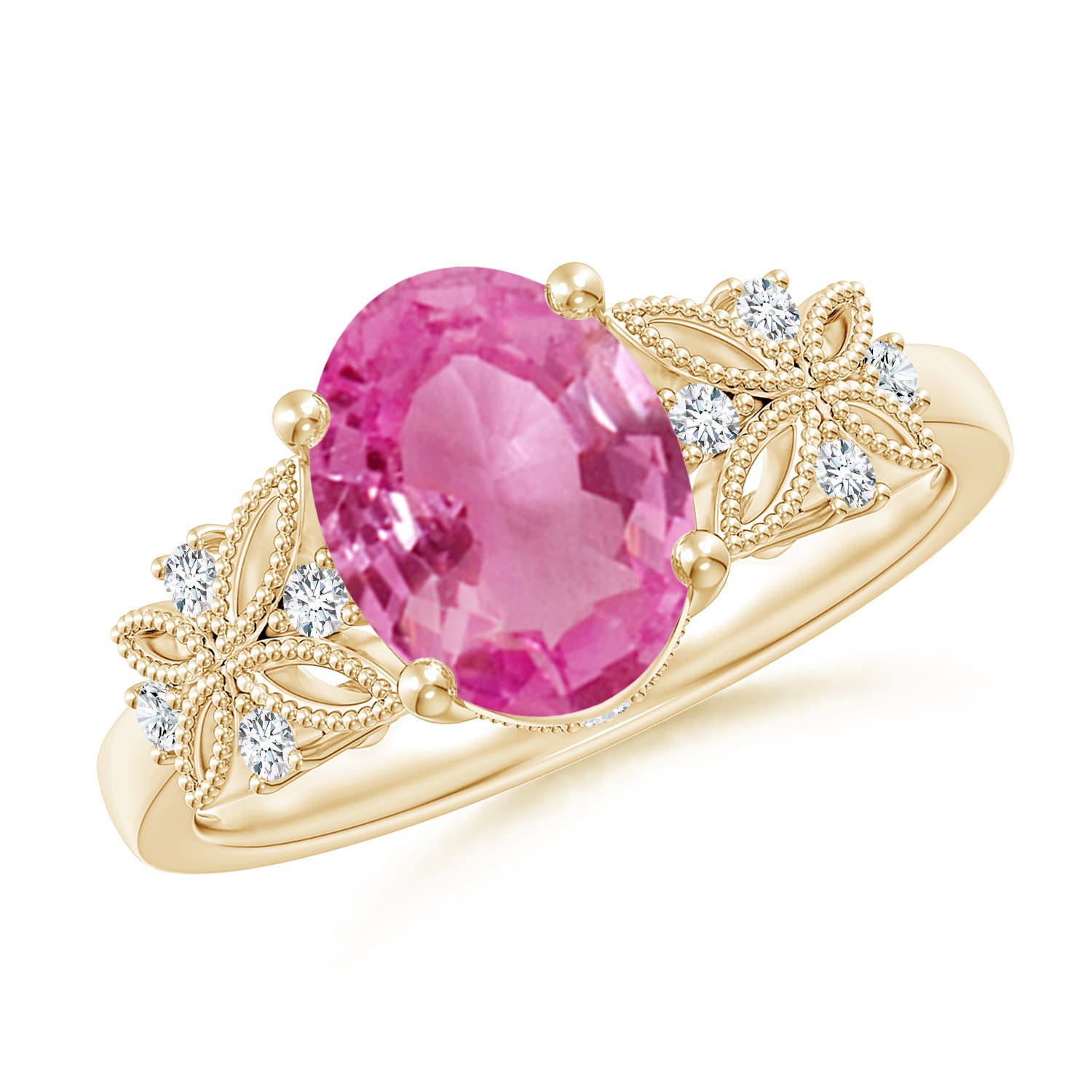 AAA - Pink Sapphire / 2.03 CT / 14 KT Yellow Gold