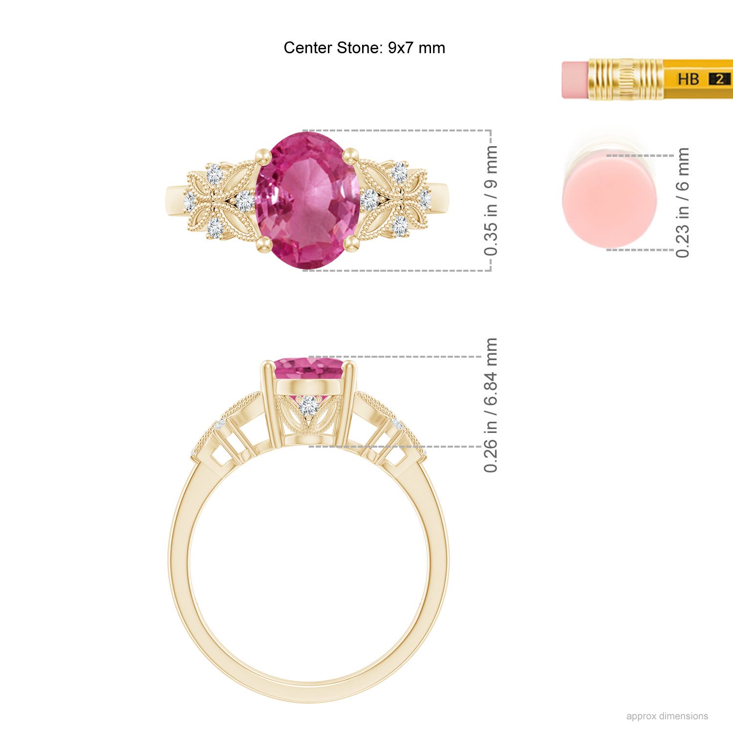 AAAA - Pink Sapphire / 2.03 CT / 14 KT Yellow Gold